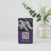 foto ' s qr code scannable barcode modern paars visitekaartje (Staand voorkant)