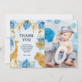 Foto: Safari Blue 1e verjaardag Hartelijk dank Kaart (Voorkant)