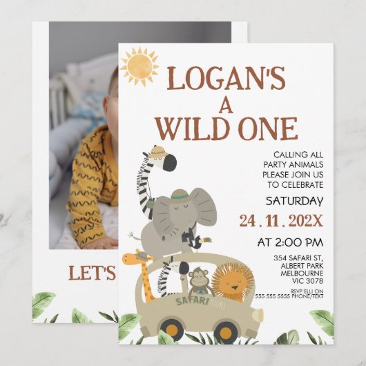 Foto: Safari Bus Boys Wild Op een dag Kaart (Voorkant / Achterkant)