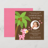 Foto: Safari Oerwoud Giraffe Kind Birthday Party Kaart (Voorkant / Achterkant)