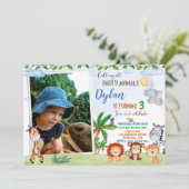 Foto Safari verjaardagsuitnodiging Oerwoud dier 1s Kaart (Staand voorkant)