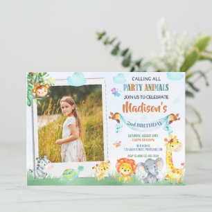 Foto safari verjaardagsuitnodiging Twee wilde fees Kaart