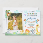 Foto safari verjaardagsuitnodiging Twee wilde fees Kaart (Voorkant)