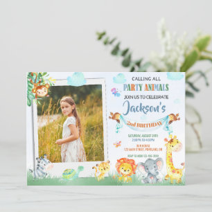 Foto safari verjaardagsuitnodiging Twee wilde fees Kaart