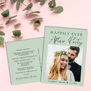 Foto Sage Bruiloftsreceptie Happily Ever After Aankondigingskaart
