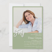 Foto Sage Green 40th Birthday Kaart (Voorkant)