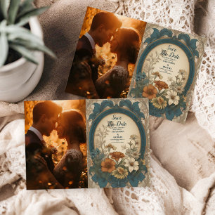 Foto Sage Green Art Nouveau Alphonse Mucha Weddin Save The Date