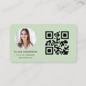 Foto Sage Groene QR Code Visitekaartje (Voorkant)