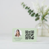 Foto Sage Groene QR Code Visitekaartje (Staand voorkant)