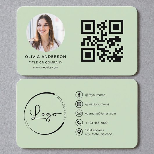 Foto Sage Groene QR Code Visitekaartje