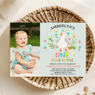 Foto Sage One Gekke Goose 1st Birthday Invitation Kaart