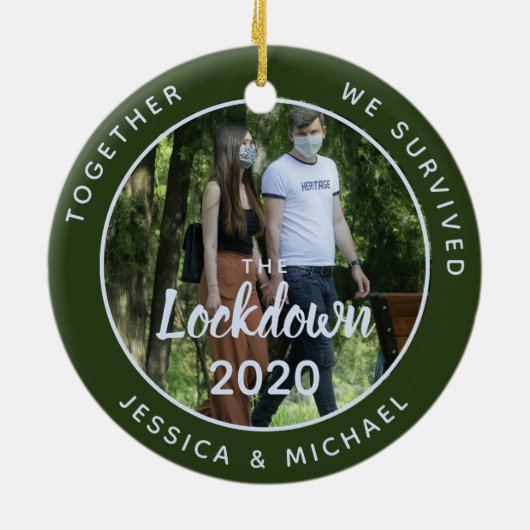 Foto samen Survived Lockdown 2020 Quarantine Keramisch Ornament (Achterkant)