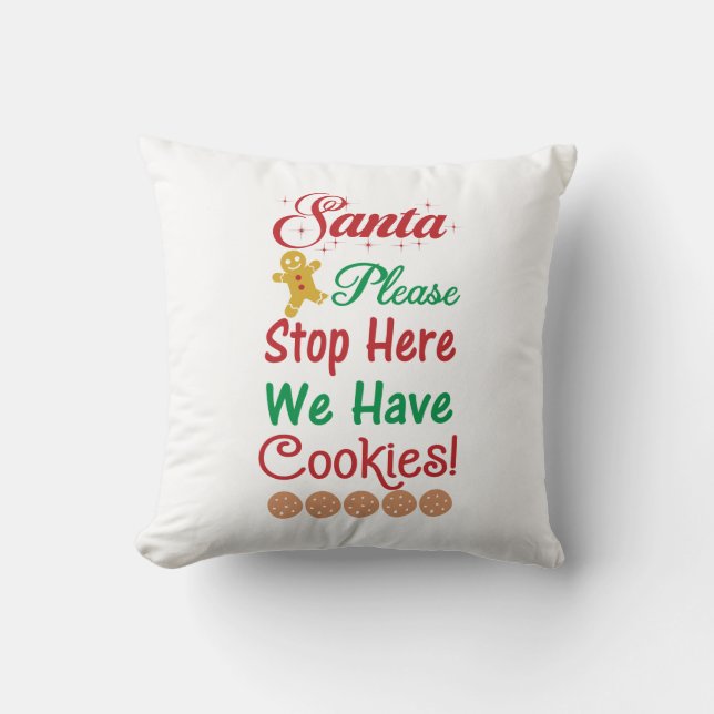 Foto Santa Stop alsjeblieft Hier hebben we cookies Kussen (Voorkant)