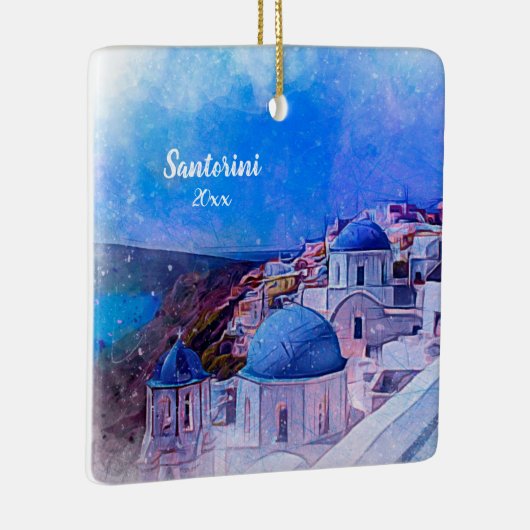 Foto Santorini Griekenland 2 zijdes Modern Art Keramisch Ornament (Rechts)