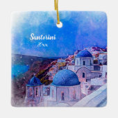 Foto Santorini Griekenland 2 zijdes Modern Art Keramisch Ornament (Voorkant)