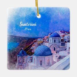 Foto Santorini Griekenland 2 zijdes Modern Art Keramisch Ornament