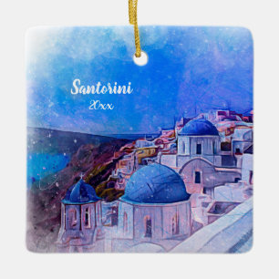 Foto Santorini Griekenland 2 zijdes Modern Art Keramisch Ornament
