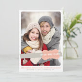 FOTO SAVE THE DATE-AANKONDIGING | KORAAL EN GRIJS DATE (Staand voorkant)