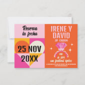 Foto Save the Date Anillo Festival Naranja y Rosa (Voorkant)