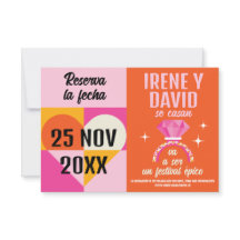 Foto Save the Date Anillo Festival Naranja y Rosa