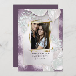 FOTO SAVE THE DATE |  Aubergine Glans Uitnodiging