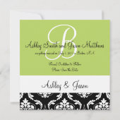 Foto Save the Date Black Damask Initiaal Green Kaart (Achterkant)