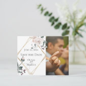 Foto Save the Date Bleek Blush Roos Waterverf Briefkaart (Staand voorkant)