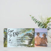 Foto Save the Date Boarding Pass Palm Uitnodiging (Staand voorkant)