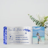 Foto Save the Date Boarding Pass St Thomas Kaart (Staand voorkant)