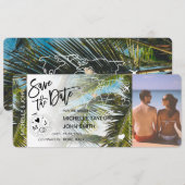 Foto Save the Date Boordpas Palm Uitnodiging (Voorkant / Achterkant)