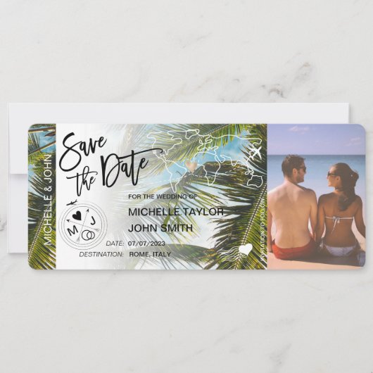 Foto Save the Date Boordpas Palm Uitnodiging (Voorkant)