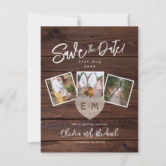 Foto Save The Date Cards Rustiek Huwelijksthema Kaart (Voorkant)