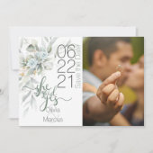 Foto Save the Date Dusty Blue Waterverf Floral (Voorkant)