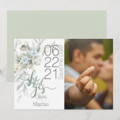 Foto Save the Date Dusty Blue Waterverf Floral (Voorkant / Achterkant)