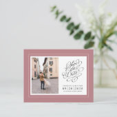Foto: Save the Date Dusty Roos Elegant Wedding Aankondigingskaart (Staand voorkant)