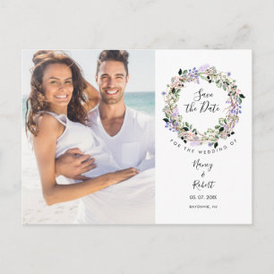 Foto Save the Date Elegant Chic Lavendel Bloemen Briefkaart