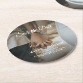 Foto: Save the Date Elegant Wedding Ronde Kartonnen Onderzetter (Gebogen)