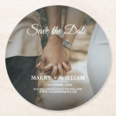 Foto: Save the Date Elegant Wedding Ronde Kartonnen Onderzetter (Voorkant)