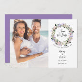 Foto Save The Date Elegante Bloemenguirlande  Kaart (Voorkant / Achterkant)