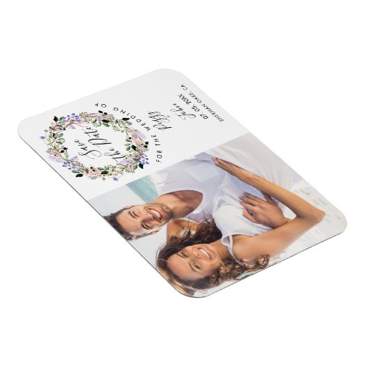 Foto Save the Date Elegante Bloemenslinger Magneet (Rechterzijde)