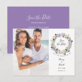 Foto Save the Date Elegante Chic Lavendel Bloem Briefkaart (Voorkant / Achterkant)