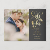 Foto Save the Date Elegante Gouden Schrift Aankondigingskaart (Voorkant)