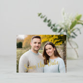 Foto "Save the Date" Folie Tekst Briefkaart (Staand Voorkant)