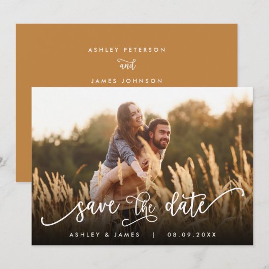 Foto Save the Date for Wedding Invitation Card (Voorkant / Achterkant)