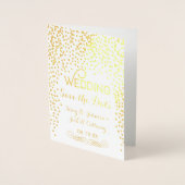 Foto Save the Date Gouden Confetti Typografie Folie Kaarten (Voorkant)