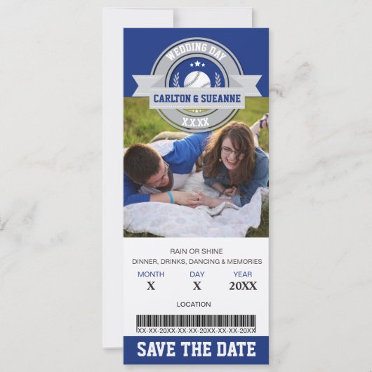 Foto Save The Date Huwelijk Sport Ticket (Voorkant)