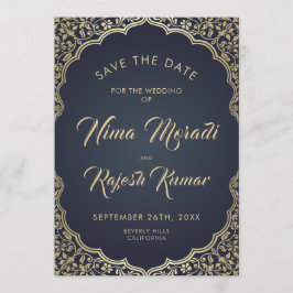 Foto Save The Date, Indiase bruiloft, blauw en gou Date
