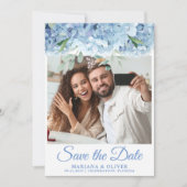 Foto Save the Date Kaart Blauwe Hortensia's Bloemm (Voorkant)