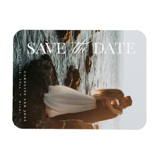 Foto Save the Date Kaart, Elegant Modern Magneet (Horizontaal)