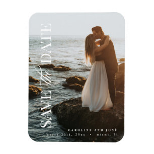 Foto Save the Date Kaart, Elegant Modern Magneet